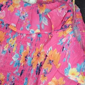 Vibrant Pink Floral Women's Blouse